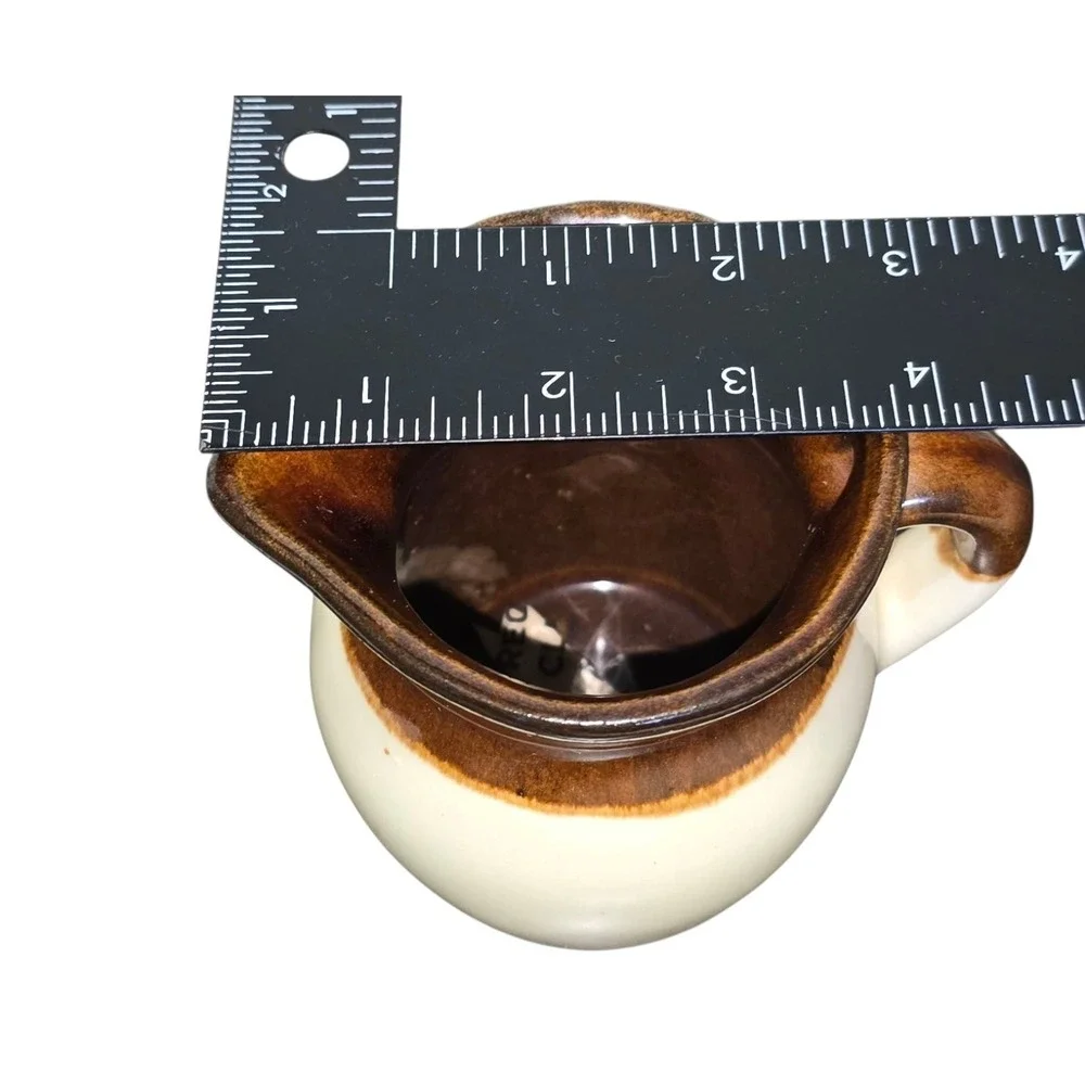 VTG 40s Brown Dip Pottery Jug Pitcher Creamer RRP‎ Co Roseville Ohio USA
